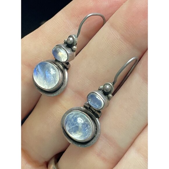 READ Nicky Butler NB Sterling Silver Moonstone 925 Earrings Pierced India - Picture 9 of 14